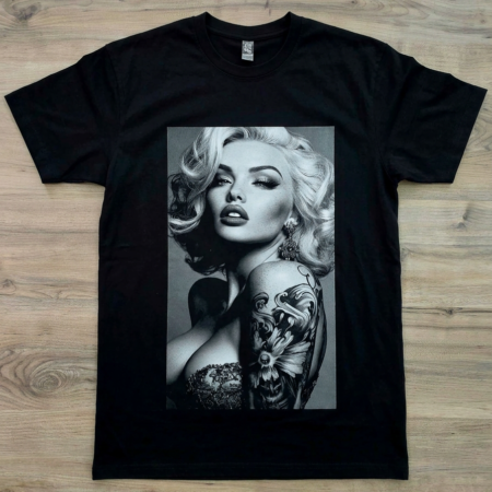 Boudoir Girl graphic t-shirt by SAVGE INK COLLECTIVE — bold provocative portrait design printed on black premium fabric