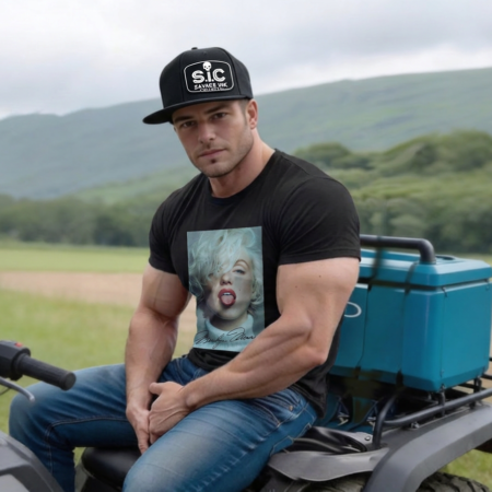 SIC Black Leather Patch Flatbill Snapback Hat